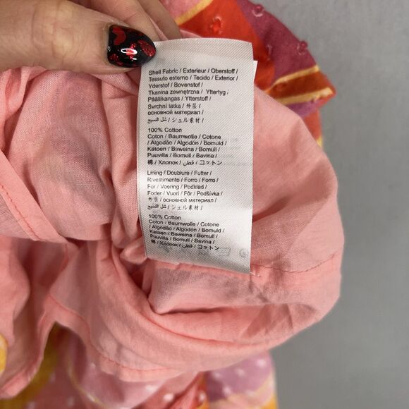 Farm Rio Dress Womens Large Red Orange Patchwork Twirl Boho Ruffle Peasant Loud - Picture 8 of 16